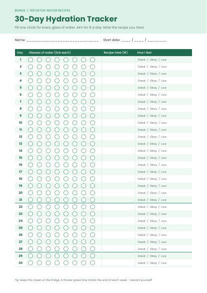 Free 30-Day Hydration Tracker
